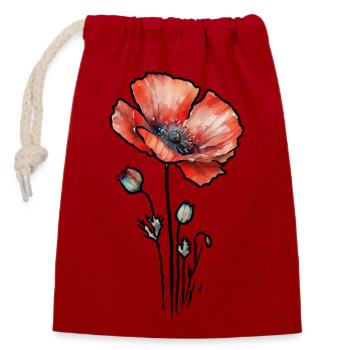 Corn Poppy - Closable cotton gift bag (14x20cm) - red - Front