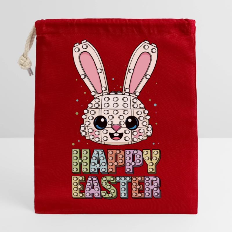 Master Builder Brick Builder Bunny Face Bricks Closable cotton gift bag (14x20cm)