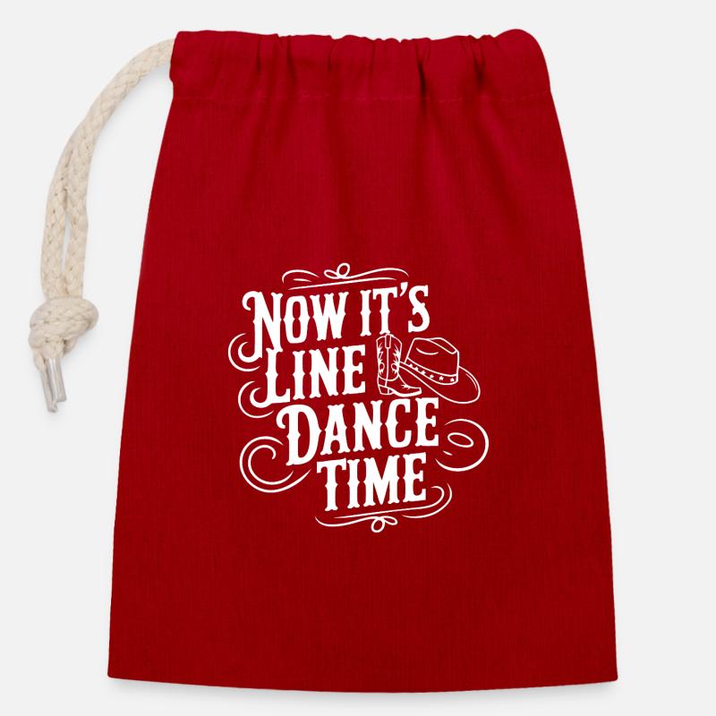 Line Dance Time Line Dancing Dancing - Closable cotton gift bag (14x20cm) - red