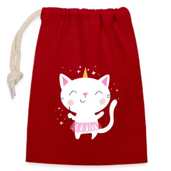 Cat Unicorn Fairy - Closable cotton gift bag (14x20cm) - red - Front