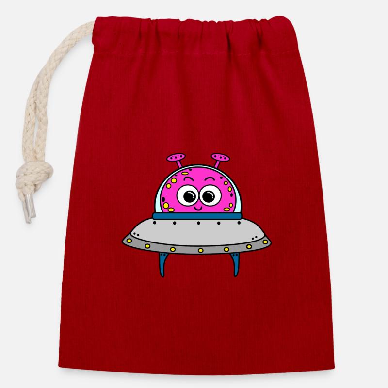 Alien - Verschließbarer Geschenkbeutel aus Baumwolle (14x20cm) - Rot