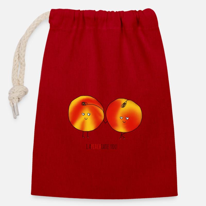 I A-peach-iate you Design - Verschließbarer Geschenkbeutel aus Baumwolle (14x20cm) - Rot