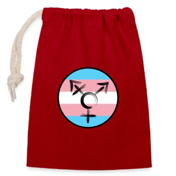 Circle Emblem Symbol Transgender - Closable cotton gift bag (14x20cm) - red - Front