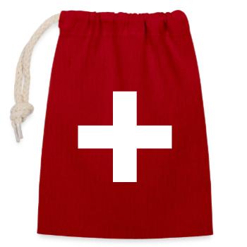 Schweiz Schweizer Switzerland Fanoutfit Geschenk - Verschließbarer Geschenkbeutel aus Baumwolle (14x20cm) - Rot - Vorne