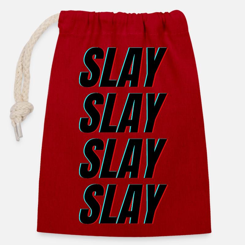 Slay3D - Sac cadeau en coton avec cordon (14 x 20 cm) - rouge