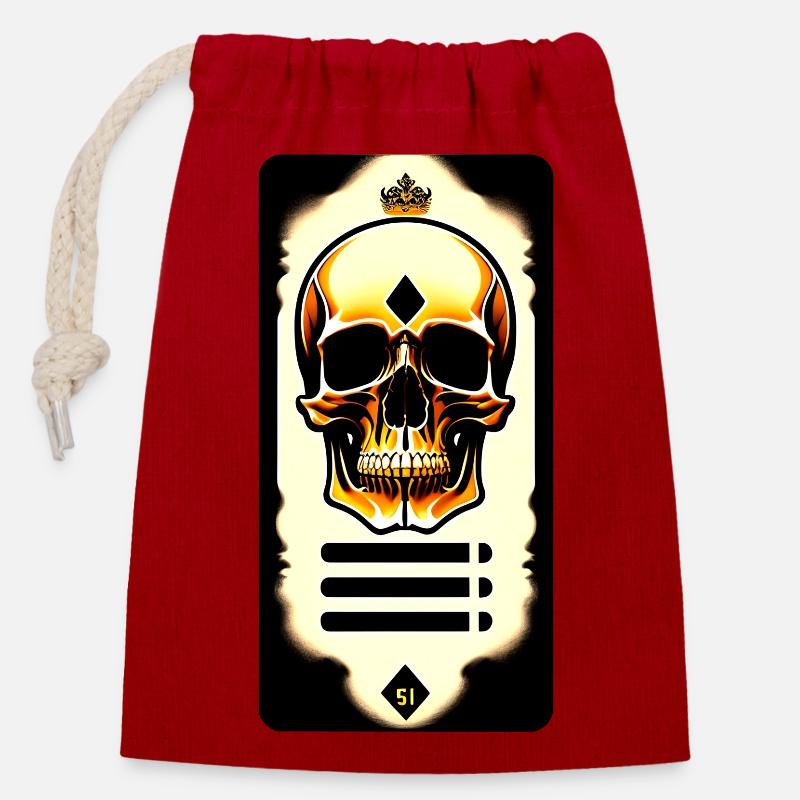 Crâne tête de mort - Sac cadeau en coton avec cordon (14 x 20 cm) - rouge
