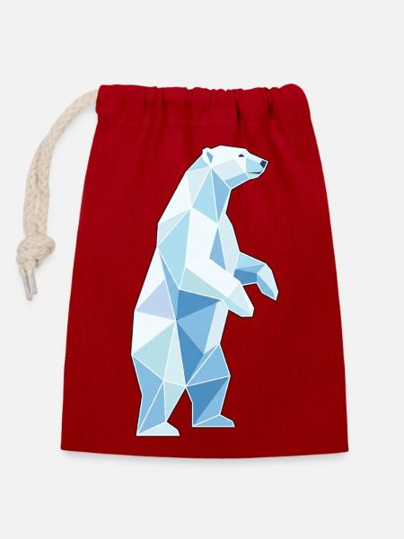 Stehender Poly Stil Eisbär - Verschließbarer Geschenkbeutel aus Baumwolle (14x20cm) - Rot