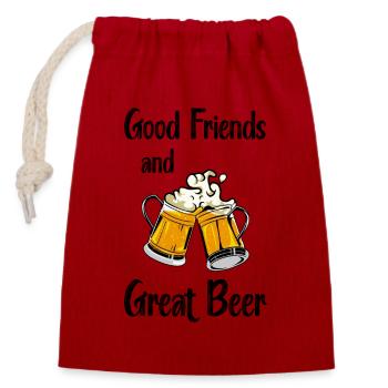 Good friends and great beer. - Closable cotton gift bag (14x20cm) - red - Front