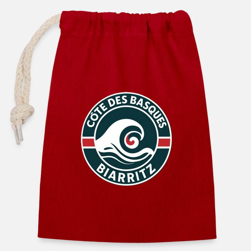 Surfing in Biarritz Côtes des Basques - Closable cotton gift bag (14x20cm) - red