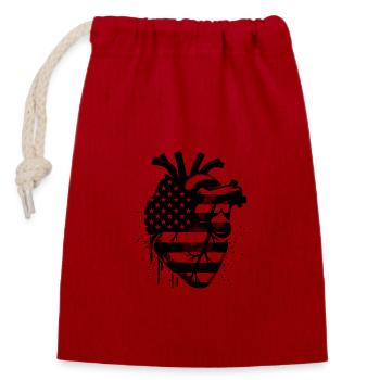 Anatomisches Herz mit patriotischer USA-Flagge - Verschließbarer Geschenkbeutel aus Baumwolle (14x20cm) - Rot - Vorne