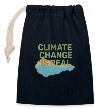 Climate change is real - Closable cotton gift bag (14x20cm) - navy - Front