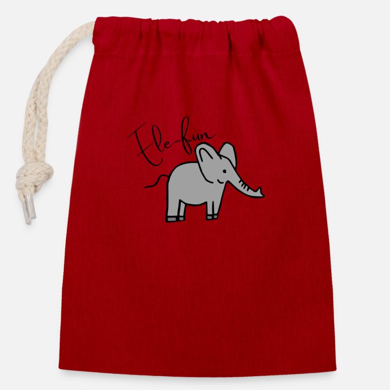 Ele-Fun - Sac cadeau en coton avec cordon (14 x 20 cm) - rouge