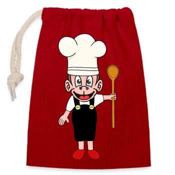 Monkey Kitchen Cooking Hosts Monkey Chefs Chef - Closable cotton gift bag (14x20cm) - red - Front