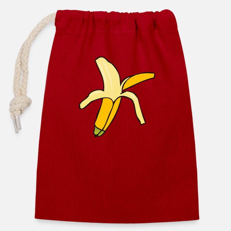 Banane - Verschließbarer Geschenkbeutel aus Baumwolle (14x20cm) - Rot