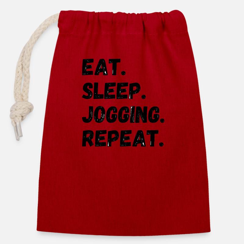 Eat Sleep Jogging Repeat - Closable cotton gift bag (14x20cm) - red