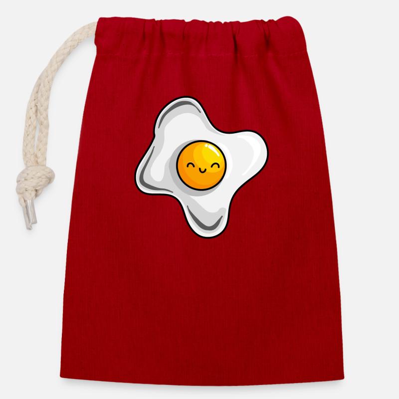 egg design - Closable cotton gift bag (14x20cm) - red