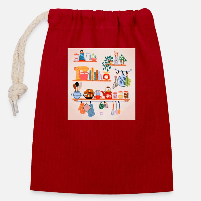 Kitchen Tools - Verschließbarer Geschenkbeutel aus Baumwolle (14x20cm) - Rot