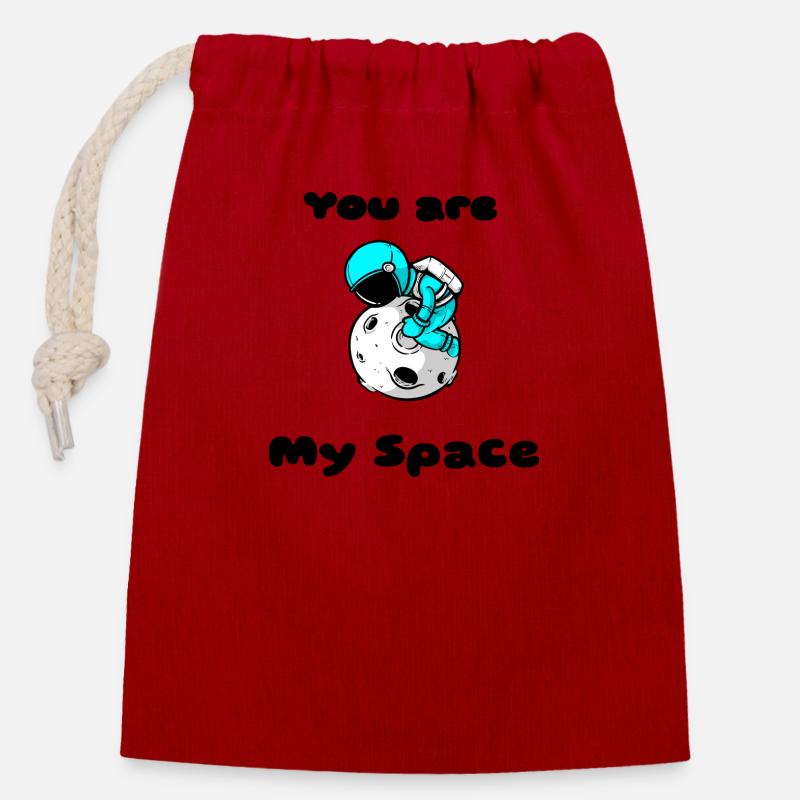 Astronaute - Sac cadeau en coton avec cordon (14 x 20 cm) - rouge