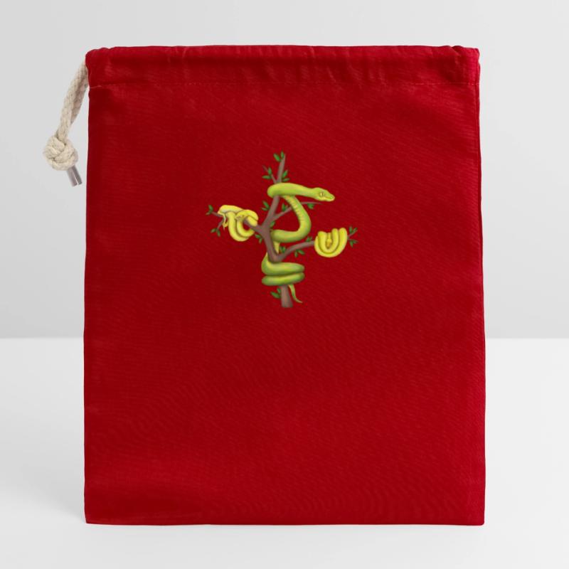 Le Python vert - Python arborescent Sac cadeau en coton avec cordon (14 x 20 cm)