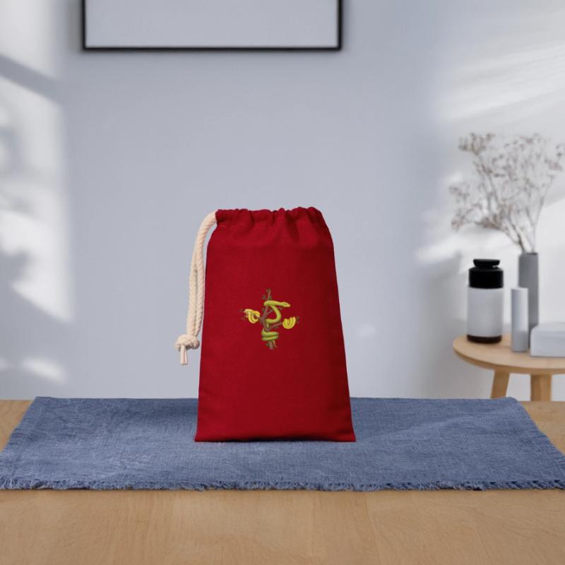 Le Python vert - Python arborescent Sac cadeau en coton avec cordon (14 x 20 cm)