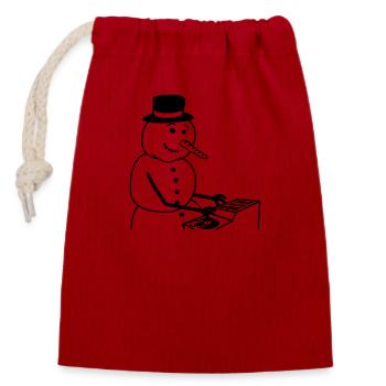 Winter DJ Snowman Mixer Mixer Music Party - Closable cotton gift bag (14x20cm) - red - Front