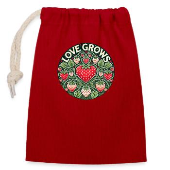 L’amour fait pousser la fraise - Sac cadeau en coton avec cordon (14 x 20 cm) - rouge - Devant