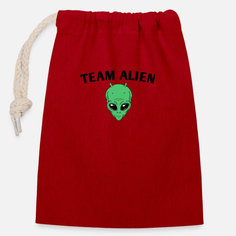 Team Alien - Verschließbarer Geschenkbeutel aus Baumwolle (14x20cm) - Rot