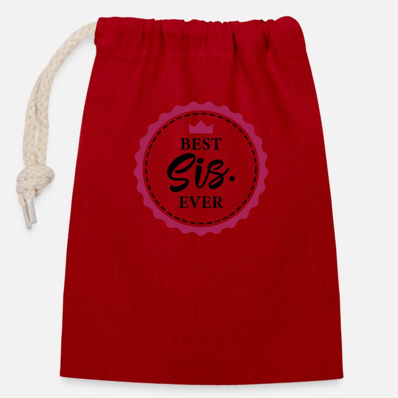 sister - Closable cotton gift bag (14x20cm) - red