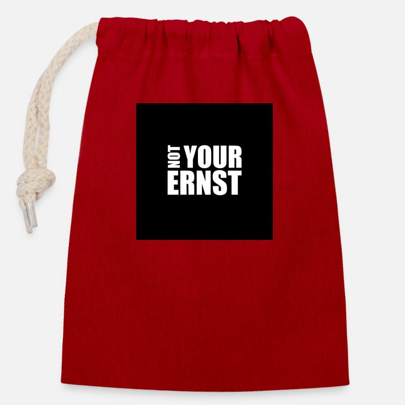 NOT YOUR ERNST lustiger Spruch denglisch Geschenk - Verschließbarer Geschenkbeutel aus Baumwolle (14x20cm) - Rot