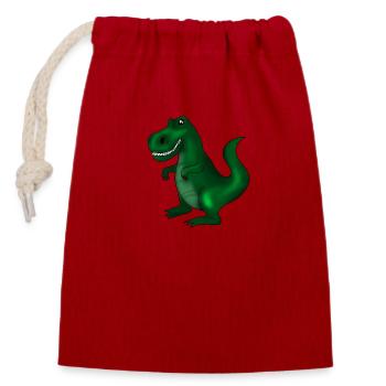 Dinosaurier - Verschließbarer Geschenkbeutel aus Baumwolle (14x20cm) - Rot - Vorne