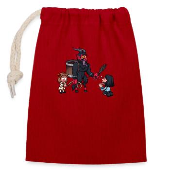 Krampus Punishing Kids - Closable cotton gift bag (14x20cm) - red - Front
