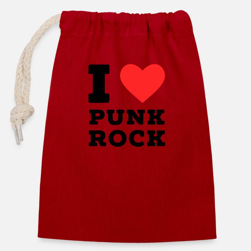 Ich liebe Punkrock - Verschließbarer Geschenkbeutel aus Baumwolle (14x20cm) - Rot