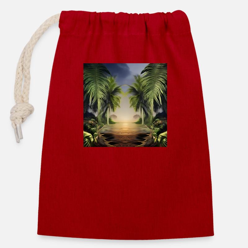 Œuvres d’art de la jungle - Sac cadeau en coton avec cordon (14 x 20 cm) - rouge