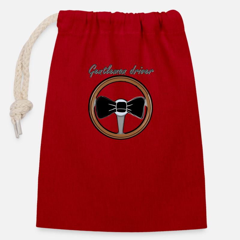 Gentleman Driver - Closable cotton gift bag (14x20cm) - red