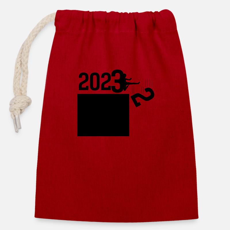 2023 - Sac cadeau en coton avec cordon (14 x 20 cm) - rouge