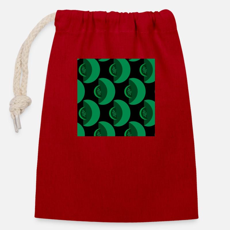 Champignon vert - Sac cadeau en coton avec cordon (14 x 20 cm) - rouge