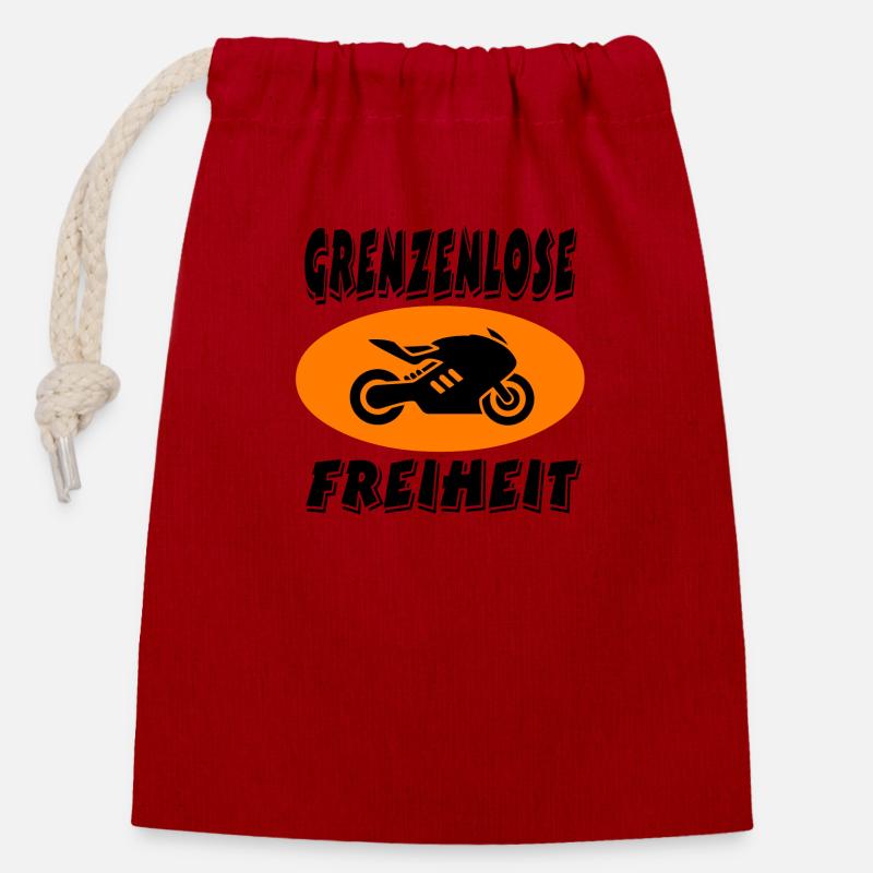 Motorrad - Verschließbarer Geschenkbeutel aus Baumwolle (14x20cm) - Rot
