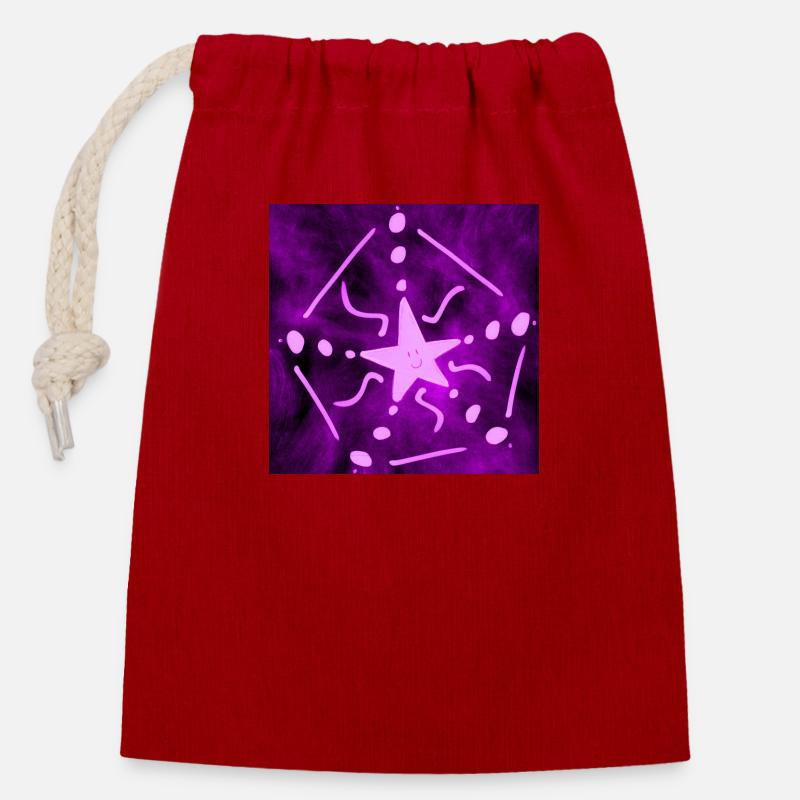 ÉTOILE POURPRE - Sac cadeau en coton avec cordon (14 x 20 cm) - rouge