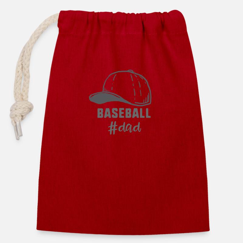 Baseball-#dad - Verschließbarer Geschenkbeutel aus Baumwolle (14x20cm) - Rot