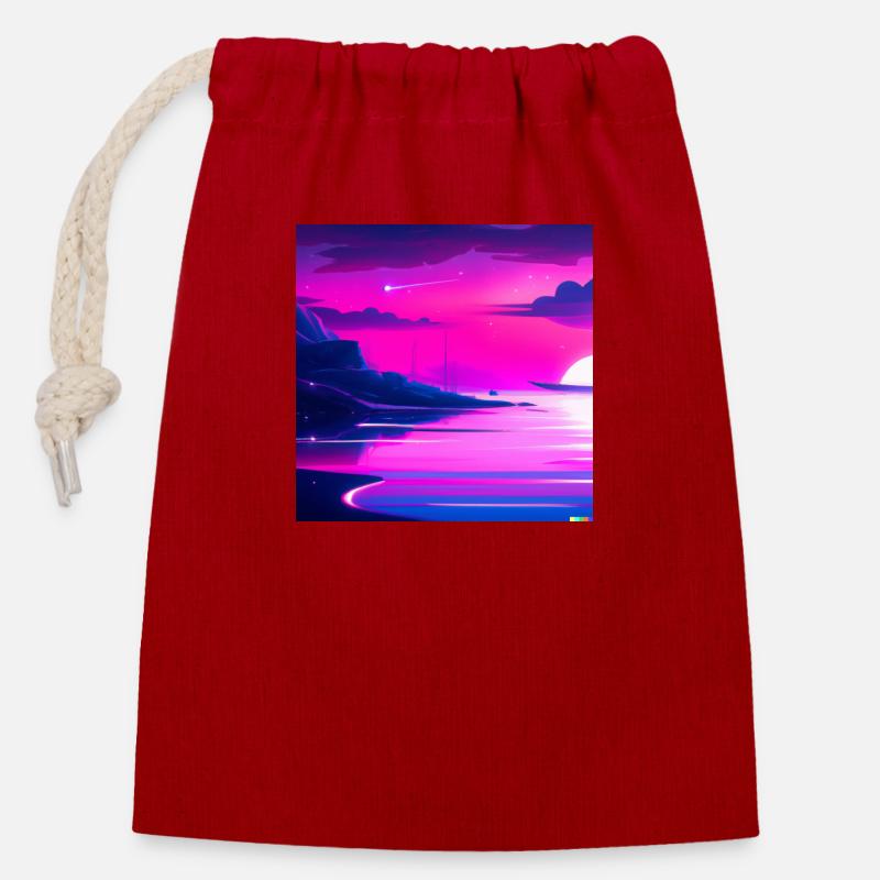 COUCHE DE SOLEIL - Sac cadeau en coton avec cordon (14 x 20 cm) - rouge