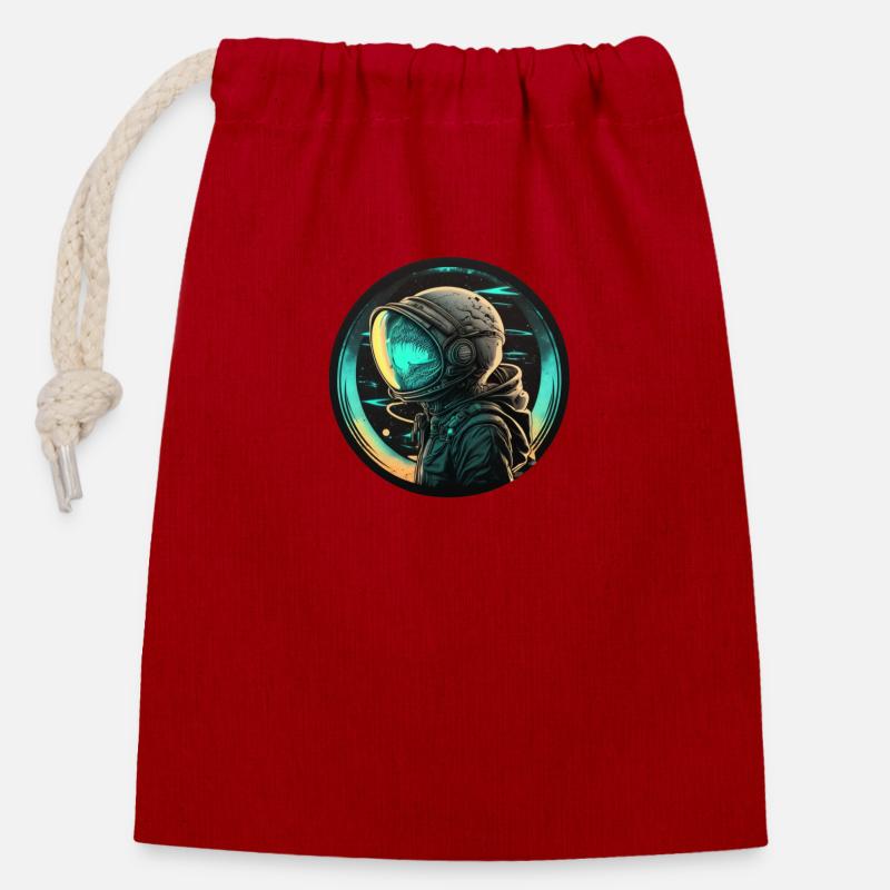 Extraterrestre - Sac cadeau en coton avec cordon (14 x 20 cm) - rouge