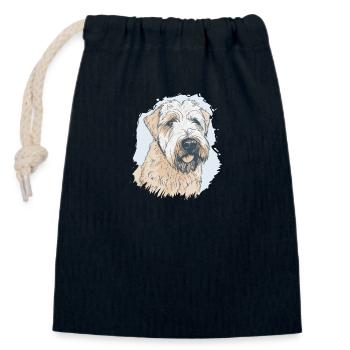 Soft Coated Wheaten Terrier - Closable cotton gift bag (14x20cm) - navy - Front
