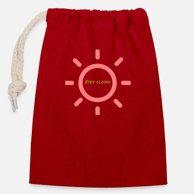 Eyes closed - Closable cotton gift bag (14x20cm) - red