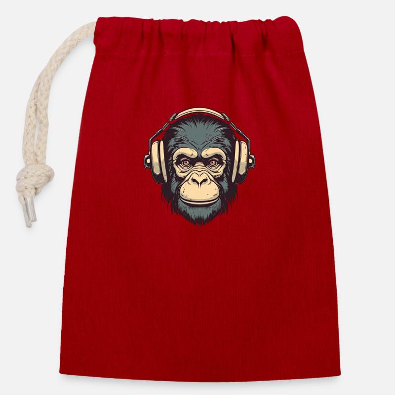 Funky Bloody Monkey - Closable cotton gift bag (14x20cm) - red