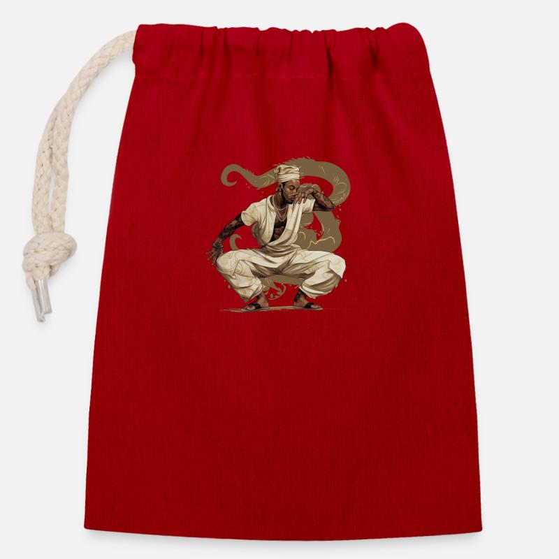 Hip-Hop Beats - Closable cotton gift bag (14x20cm) - red