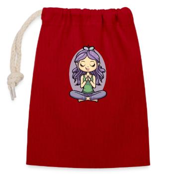 Yoga Lotus Pose - Verschließbarer Geschenkbeutel aus Baumwolle (14x20cm) - Rot - Vorne