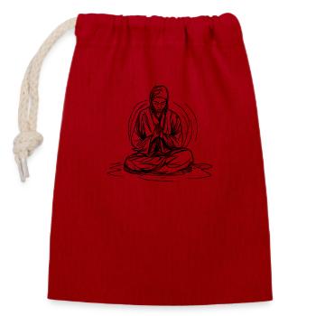 Junger buddhistischer Mönch in tiefer Meditation - Verschließbarer Geschenkbeutel aus Baumwolle (14x20cm) - Rot - Vorne