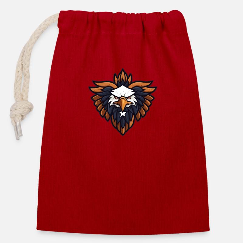 Eagle logo - Closable cotton gift bag (14x20cm) - red