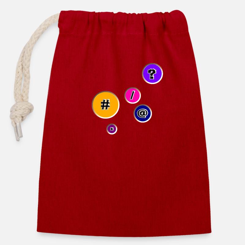 Buttons with characters - Closable cotton gift bag (14x20cm) - red