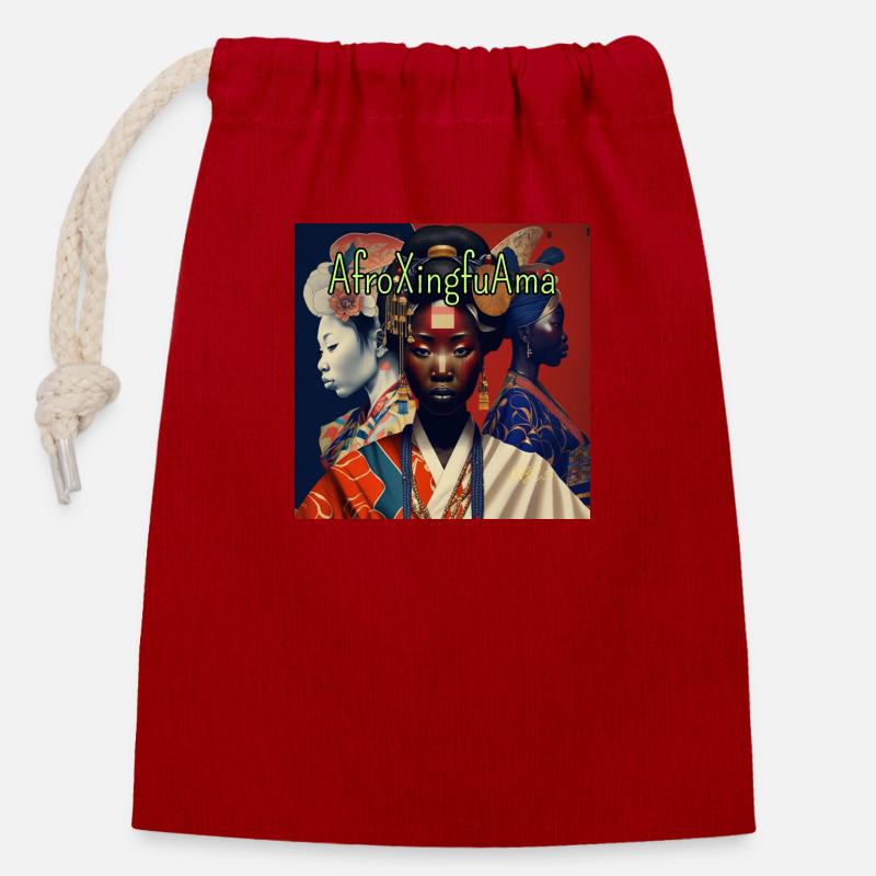 AfroXingfuAma - Closable cotton gift bag (14x20cm) - red